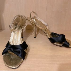 Kate Spade gold and black ankle strap heeled sandals Size 8